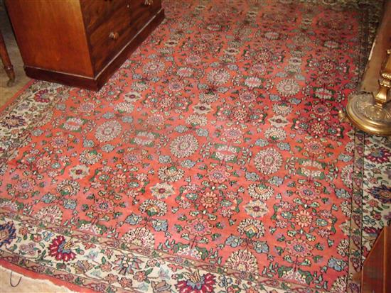 Red ground Tabriz carpet, 9ft 11in by 7ft 4in(-)